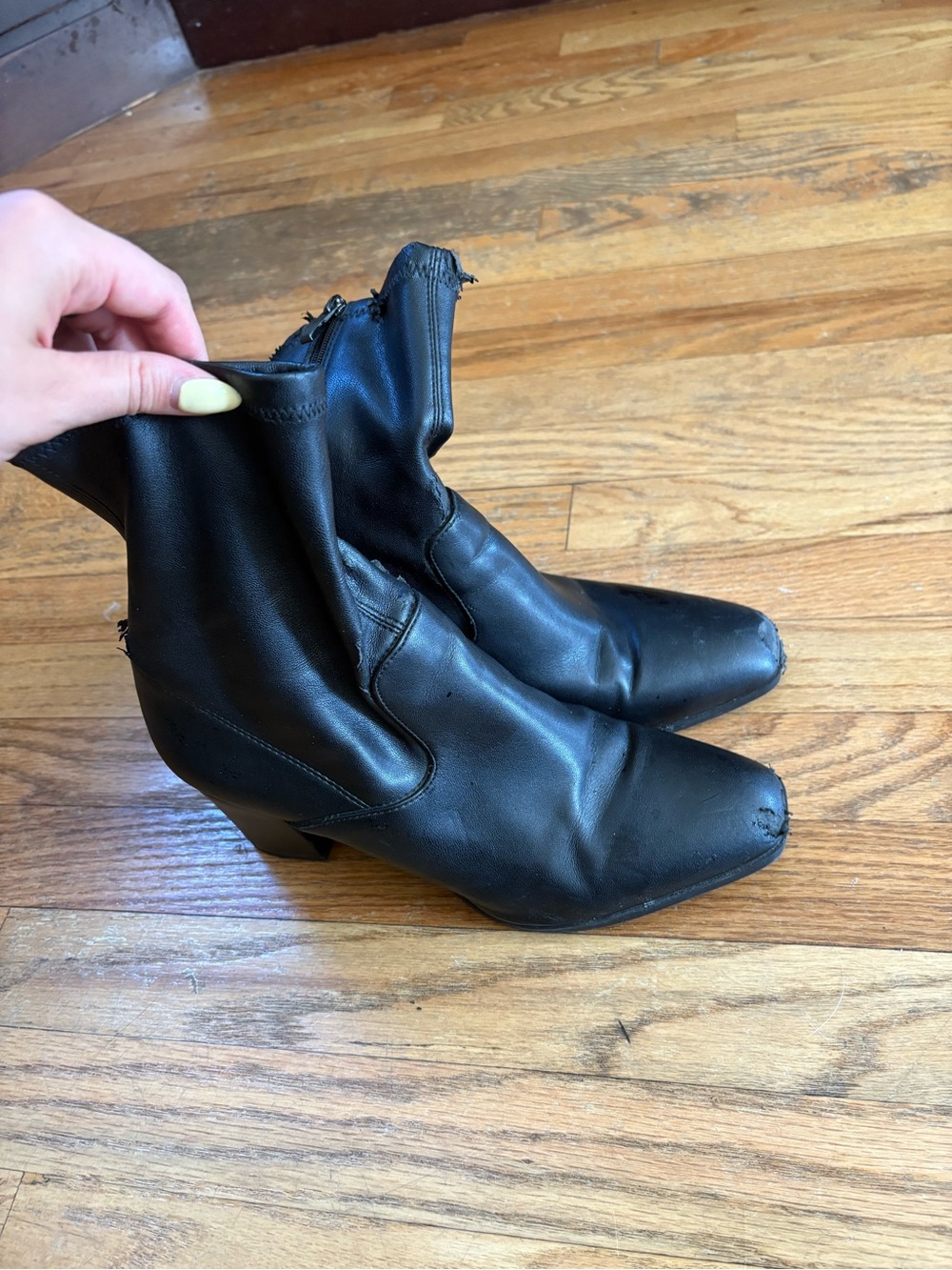 Franco Sarto Black Ankle Boots - Sleek Zip-Up Stretch Design
